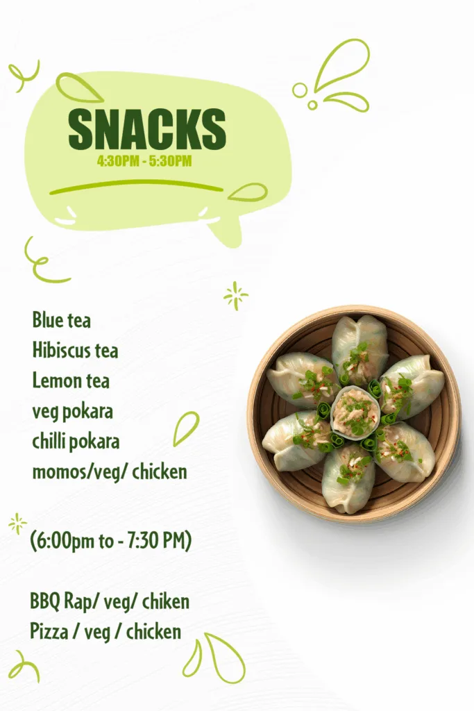 Snacks served at Orchid Tree Wellness Retreat with tea and healthy bites